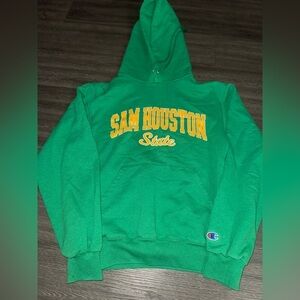 Champion Unisex Green Hoodie with Yellow Sam Houston State Logo Size S